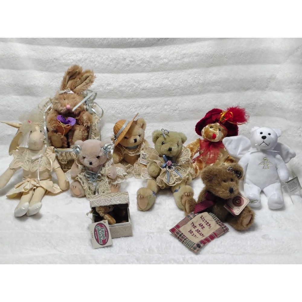 Vintage Collectible Plush Toys Bear Bunny Bear In The Box Lot Of 9